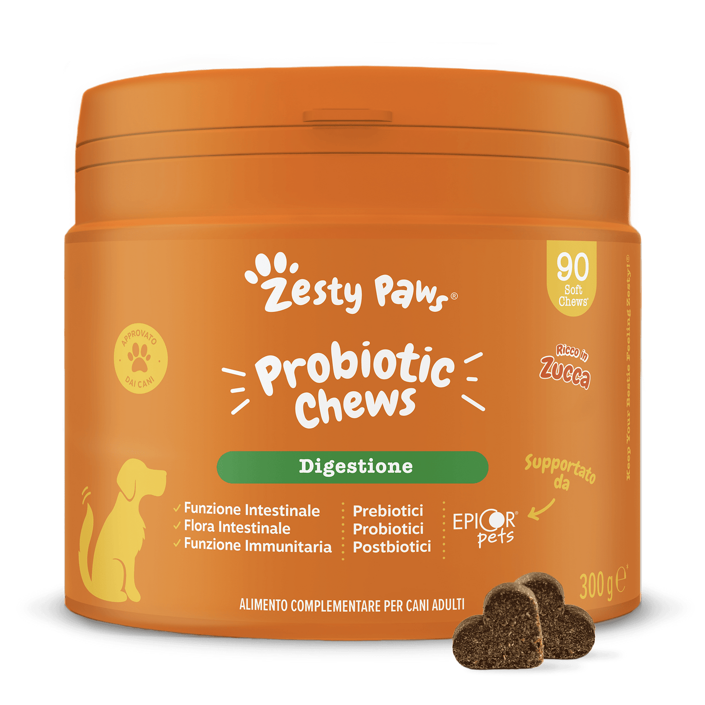 Zesty Paws Probiotic Chews - Pumpkin - 90 Chews